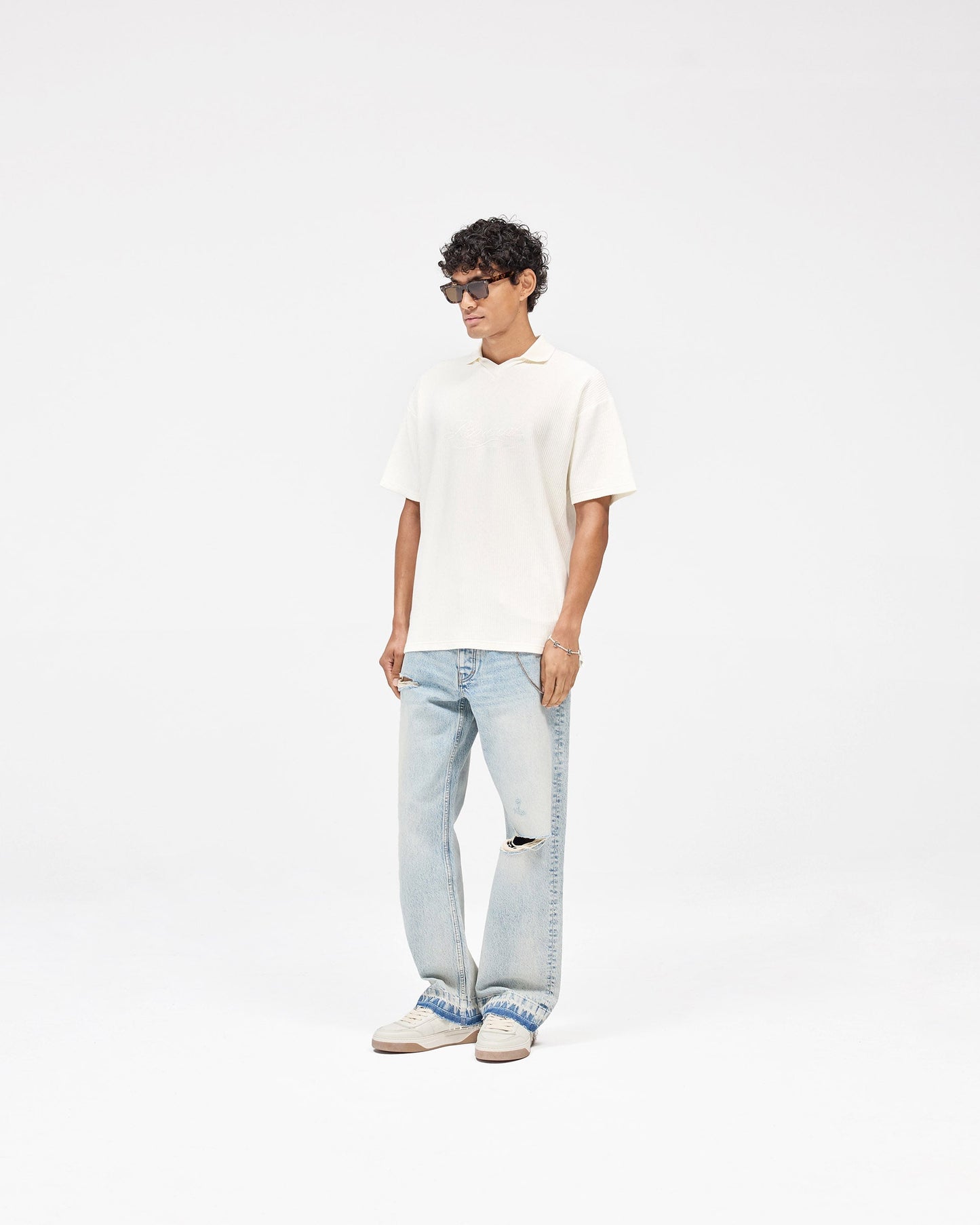 Ribbed Polo - Aged White
